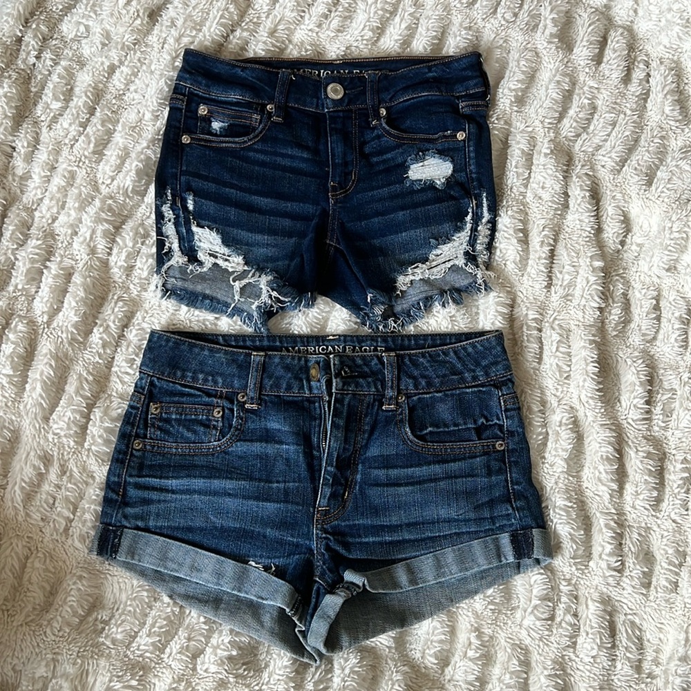 2 pairs of American eagle jean shorts